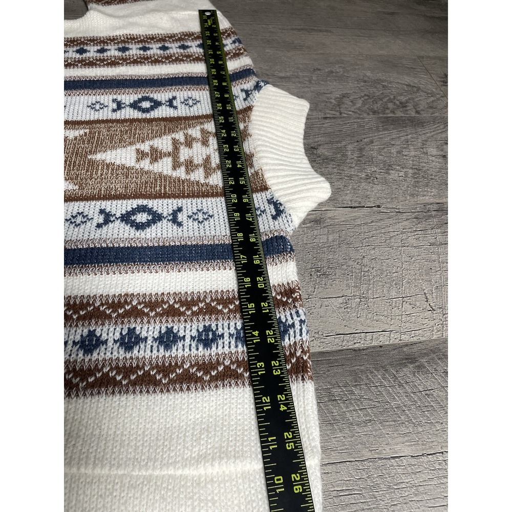Vintage 80's Clifton Place Sweater Size XL White Bohemian Aztec Made in USA - Picture 8 of 9